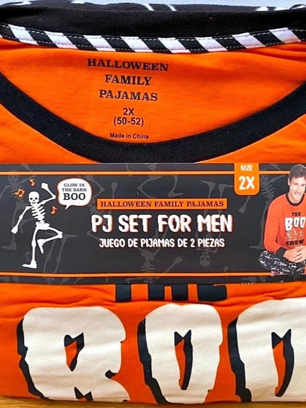 Halloween Family Pajamas PJ Set for Men Orange & Black 2X